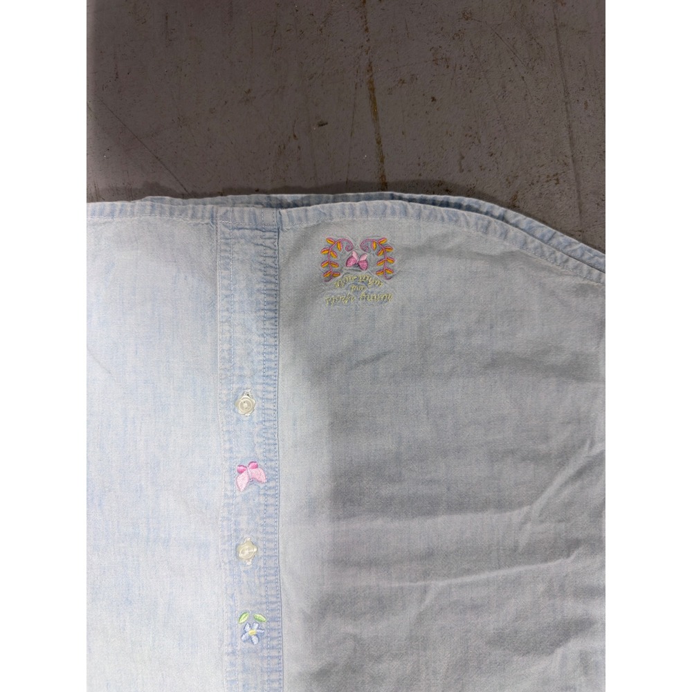 Vintage Disney Store Eeyore Sleeveless Denim Shirt Light Wash Embroidered Small - Picture 6 of 9